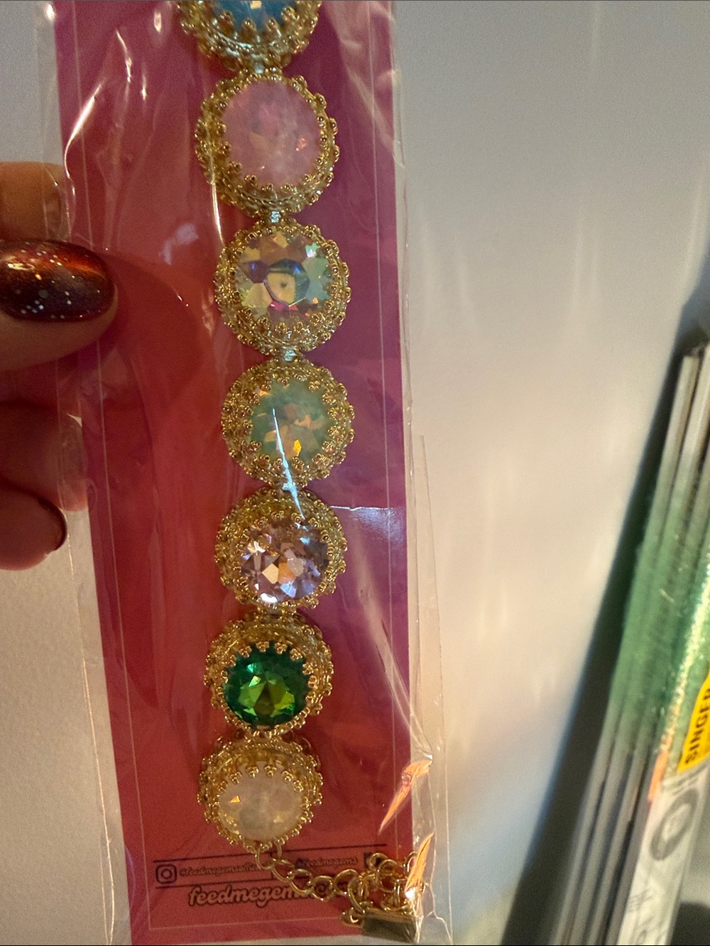 NEW Feed Me Gems Rainbow Opal Pastel Queen Bracelet - Picture 14 of 16